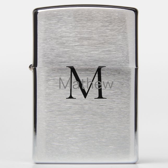simple initial letter monogram add your name lette zippo lighter (Front)