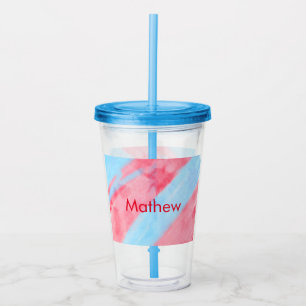 simple initial letter monogram add your name red b acrylic tumbler