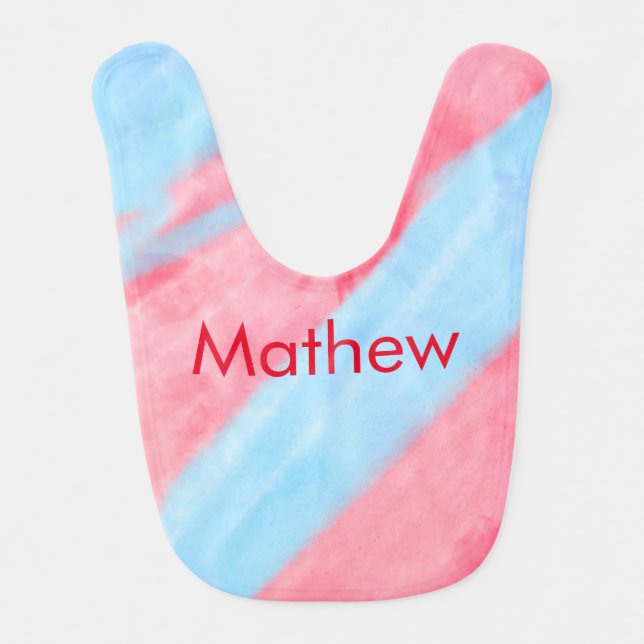 simple initial letter monogram add your name red b baby bib (Front)