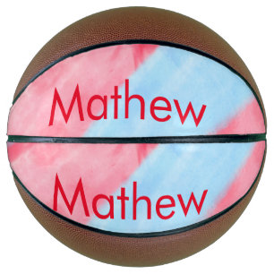 simple initial letter monogram add your name red b basketball