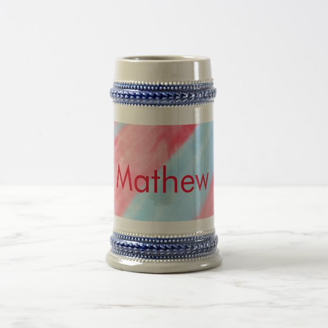 simple initial letter monogram add your name red b beer stein (Center)