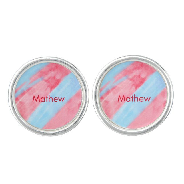 simple initial letter monogram add your name red b cufflinks (Front)
