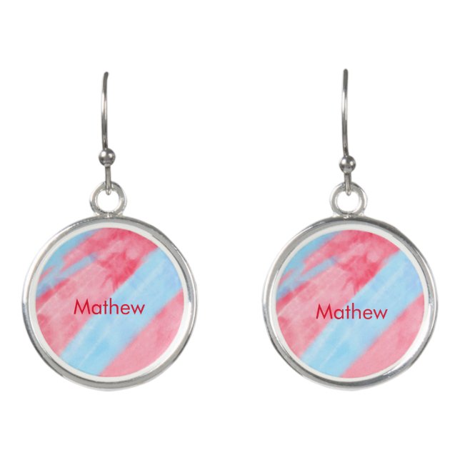 simple initial letter monogram add your name red b earrings (Front)