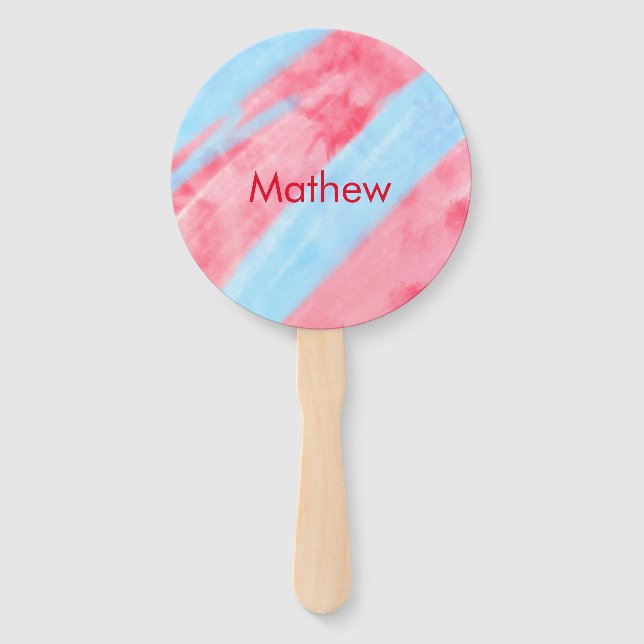 simple initial letter monogram add your name red b hand fan (Front)