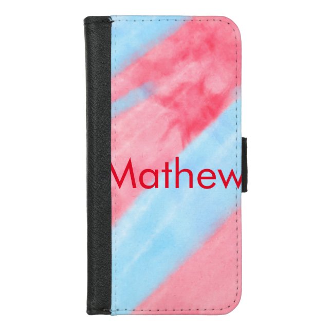 simple initial letter monogram add your name red b iPhone wallet case (Front)