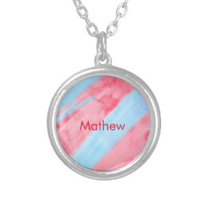 simple initial letter monogram add your name red b silver plated necklace