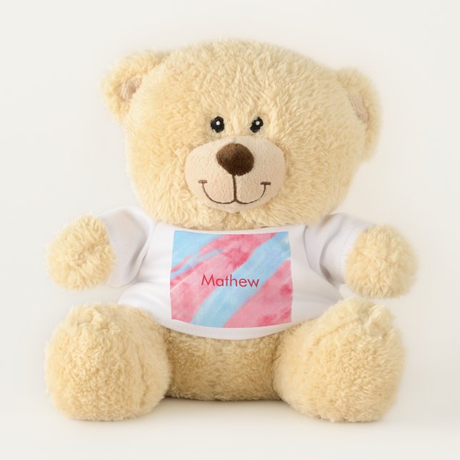 simple initial letter monogram add your name red b teddy bear (Front)