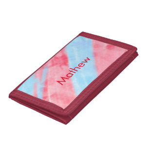 simple initial letter monogram add your name red b trifold wallet