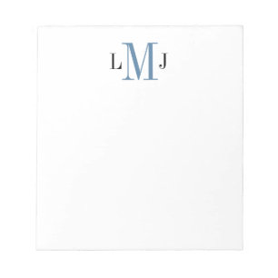 Simple Initial Monogram Black and Blue Notepad