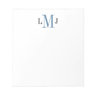 Simple Initial Monogram Black and Blue Notepad