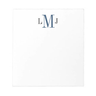 Simple Initial Monogram Black/Dark Blue Notepad