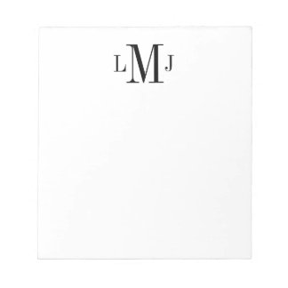 Simple Initial Monogram Black Notepad