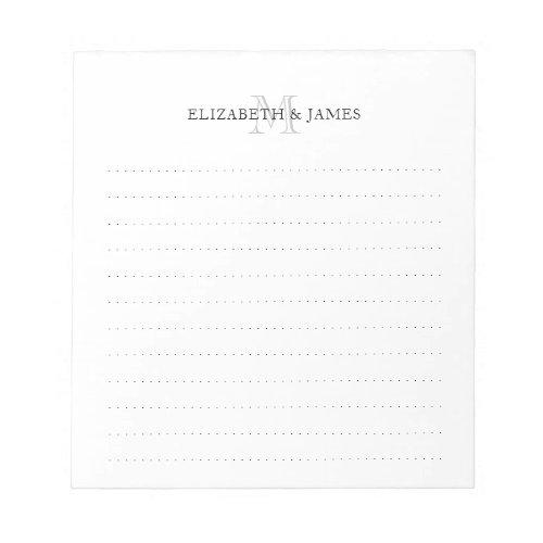 Simple Initial Monogram Couple Names Dotted Lines Notepad
