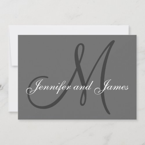 Simple Initial Wedding Invitation Names Grey