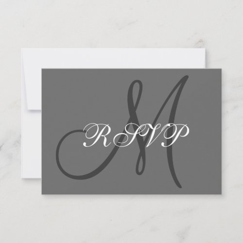 Simple Initial Wedding RSVP Grey Personalized Announcement