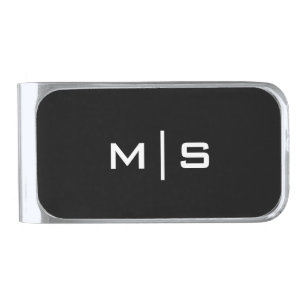 Simple Initials   Black Personalized Money Clip