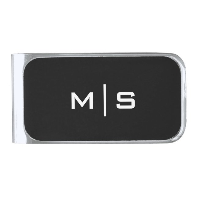 Simple Initials | Black Personalized Money Clip (Front)
