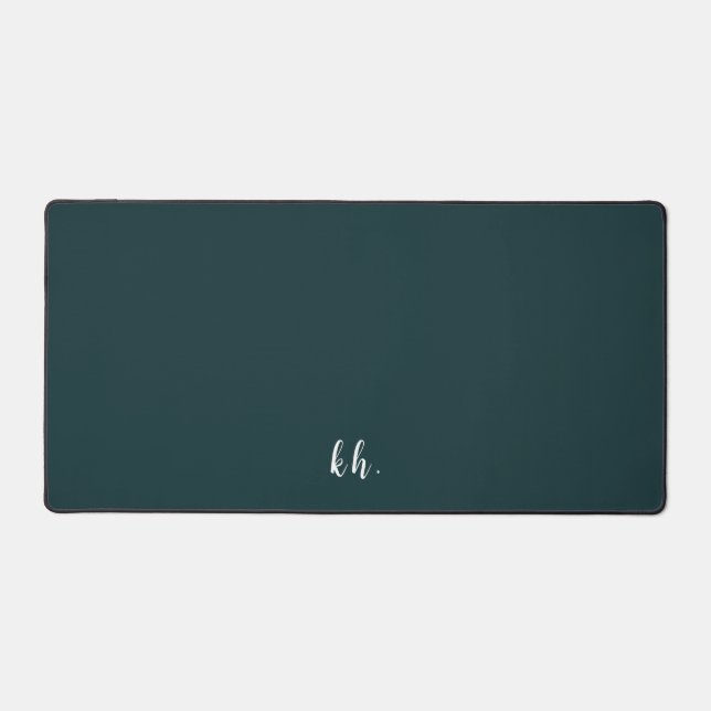 Simple Initials Elegant Cursive Script Dark Teal Desk Mat (Front)