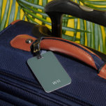 Simple Initials Elegant Modern in Blue and White Luggage Tag<br><div class="desc">A simple and professional design with a blue background and white customizable initials and personalized contact information on the back.</div>