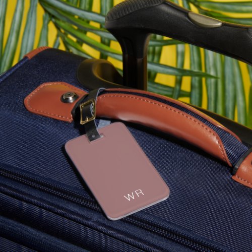 Simple Initials Elegant Modern in Pink and White Luggage Tag