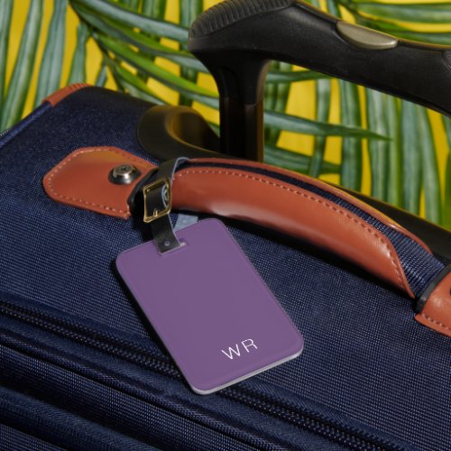 Simple Initials Elegant Modern in Purple and White Luggage Tag