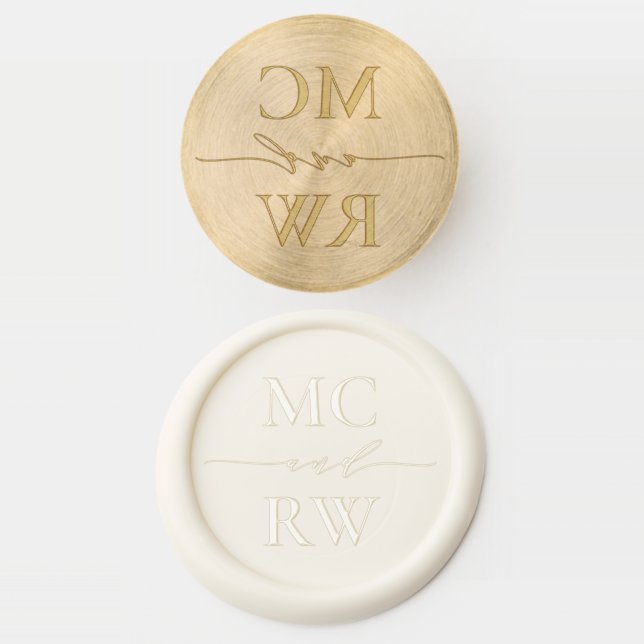 Simple initials elegant personalized wedding wax seal stamp (Stamped)