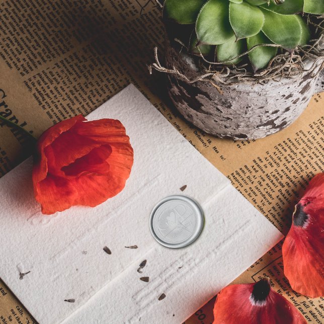 Simple initials, heart and divider wedding wax seal sticker (Creator Uploaded)