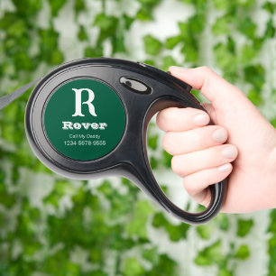 Simple Initials   hunter green personalize  Retractable Pet Leash