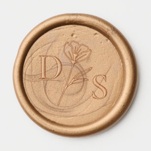 Simple Initials Monogram with Floral Wedding Wax Seal Sticker