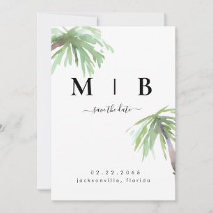 Simple Initials Tropical Wedding Vertical Save The Date