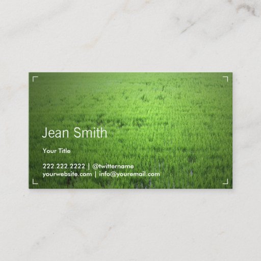 Customizable Simple Inspiration Green Rice Field Business Card