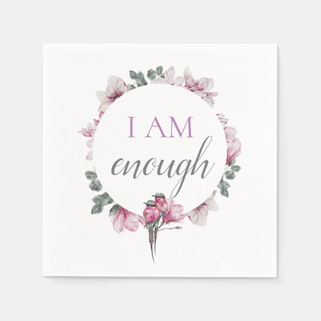 Simple Inspiring I Am Enough Affirmation Napkins (Front)
