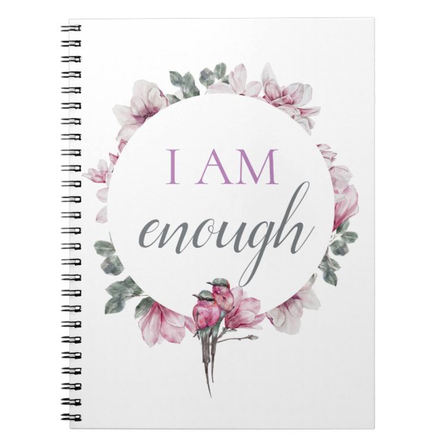 Simple Inspiring I Am Enough Affirmation Notebook (Front)
