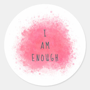 Simple Inspiring I Am Enough Affirmation Quote Classic Round Sticker