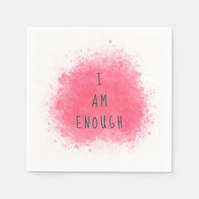 Simple Inspiring I Am Enough Affirmation Quote Napkins (Front)