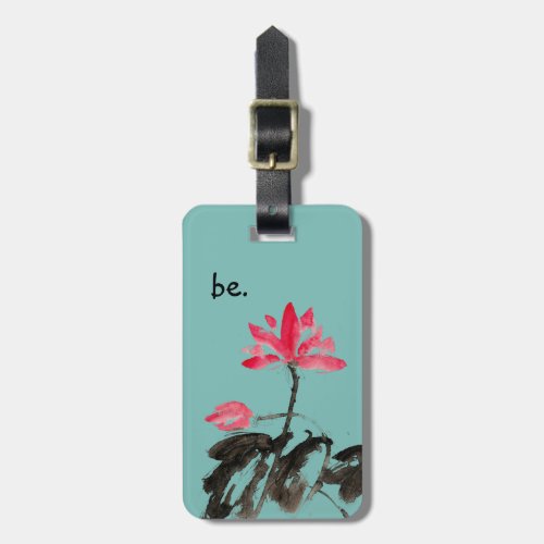 Simple Inspiring Quote Chinoiserie Floral Lotus  Luggage Tag