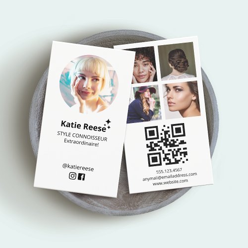 Simple Instagram Follow Me Photo Grid QR Code Business Card