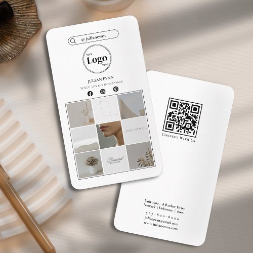 Simple Instagram Photo Collage White Business Card