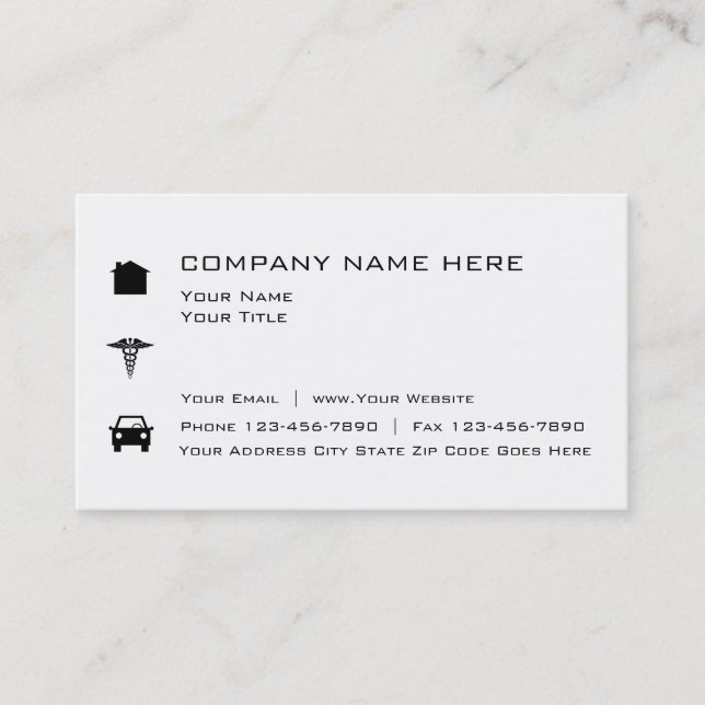 Simple Insurance Broker Business Card (Front)