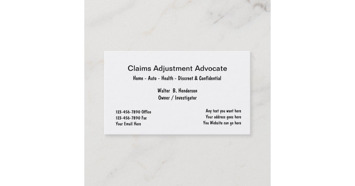 Simple Insurance Claims Adjuster Business Card Zazzle
