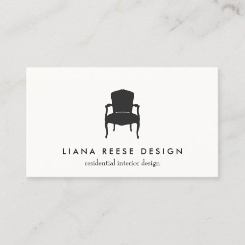 Simple Interior Design French Chair Logo Cream Business Card