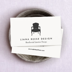 Simple Interior Design French Chair Logo Cream Business Card