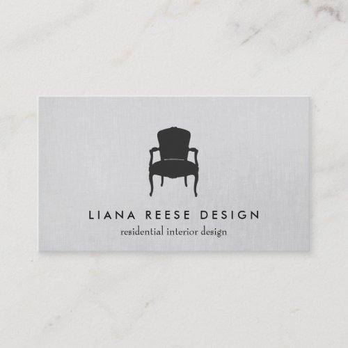 Simple Interior Design French Chair Logo Gray Business Card