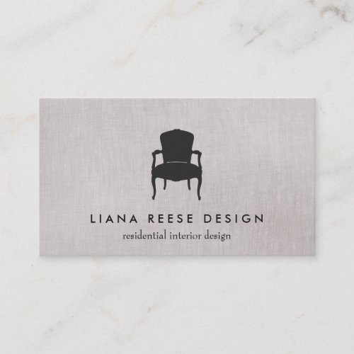 Simple Interior Design French Chair Logo Taupe Business Card