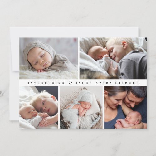 Simple Introducing  Baby Photo Collage Thank You Holiday Card