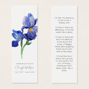 Simple Iris Funeral Memorial Bookmark