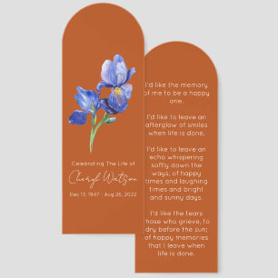 Simple Iris Funeral Memorial Bookmark