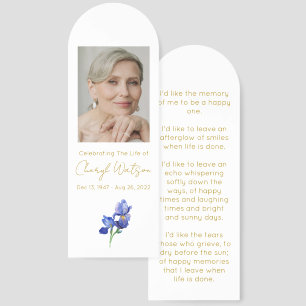 Simple Iris Photo Funeral Bookmark