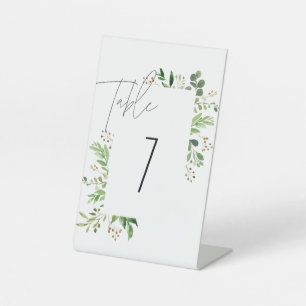 Simple Irish Greenery table Number Pedestal Sign