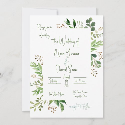 Simple Irish Greenery Wedding Invitation
